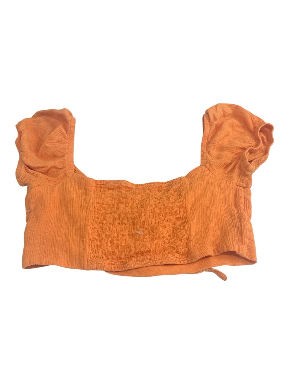Garage Orange Puff Sleeve Tie Front Crop Top Women’s Small - Picture 4 of 5